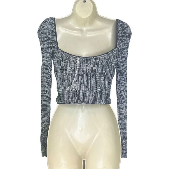 Self-Portrait Crossover-front Ribbed-knit Cropped Top NWOT Size Medium - Picture 4 of 7